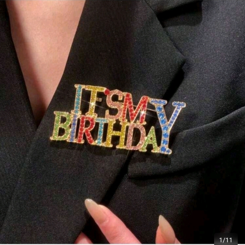 Colorful 'It's My Birthday' Brooch